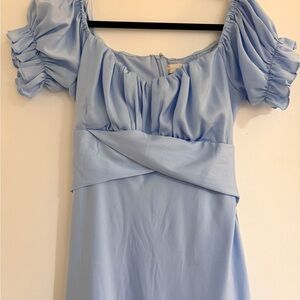 Light Blue Puff Sleeve Dress